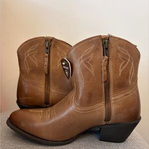 Ariat Women's Brown Leather Darlin Ankle Boots in Burnt Sugar